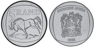 coin South Africa 5 rand 1996