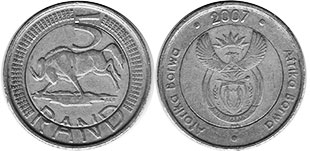 coin South Africa 5 rand 2007
