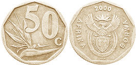 coin South Africa 50 cents 2000