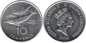 coin Saint Helena and Ascension 10 pence 1998
