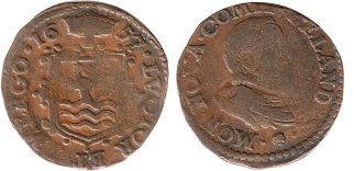 coin Zealand 2 duit 1657