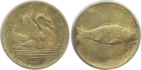 Spielgeld Schwan und Fisch