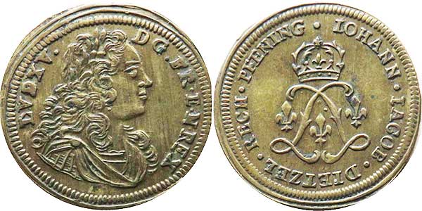 Rechenpfennig dietzel lvd xv monogram