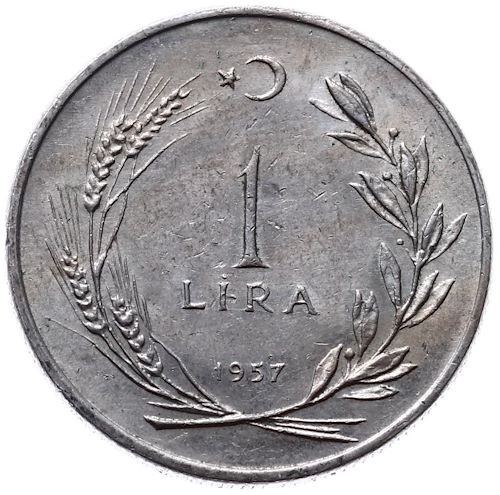 1 Lira 1957 Obverse