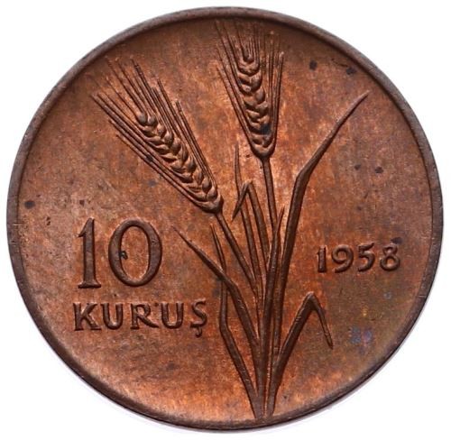 10 kurus 1958 Obverse