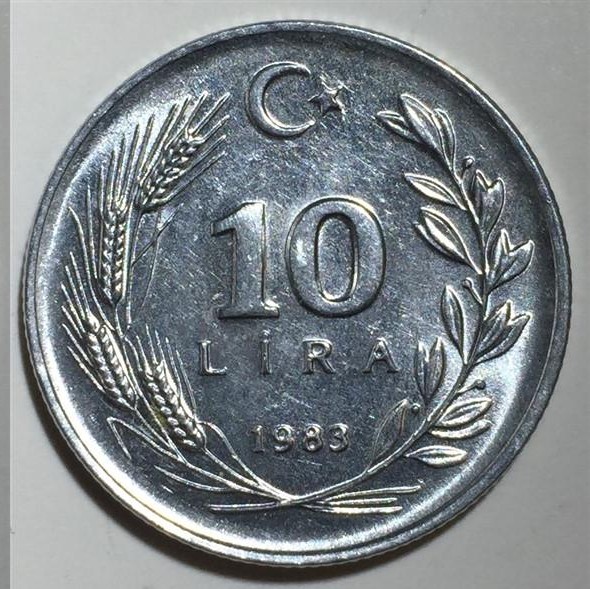 10 Lira 1983 Reverse