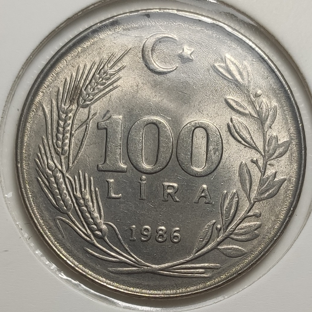 100 Lira 1986 Reverse