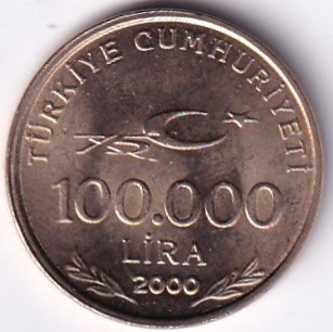 100.000 Lira 2000 Obverse