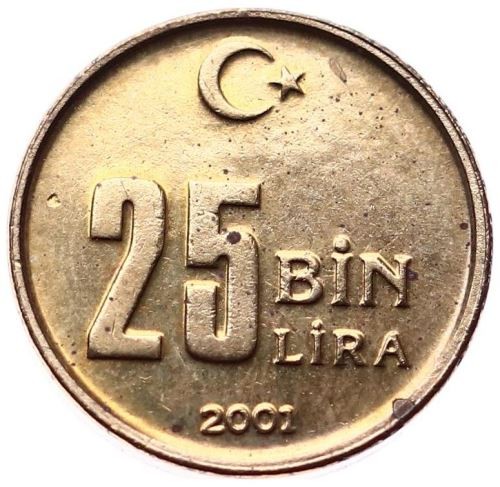 25 thousands of Lira 2001 Obverse