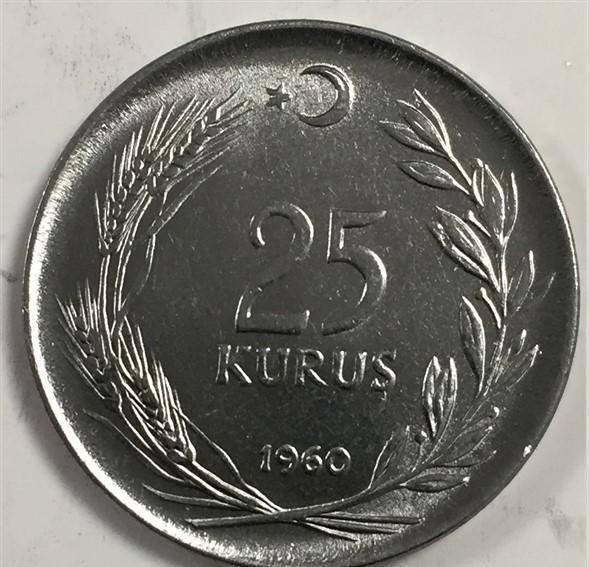 25 kurus 1960 Obverse