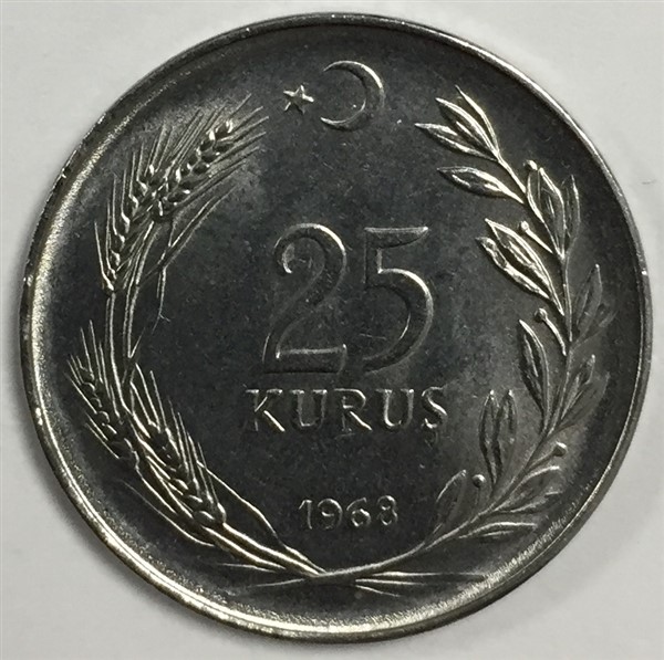 25 kurus 1968 Reverse