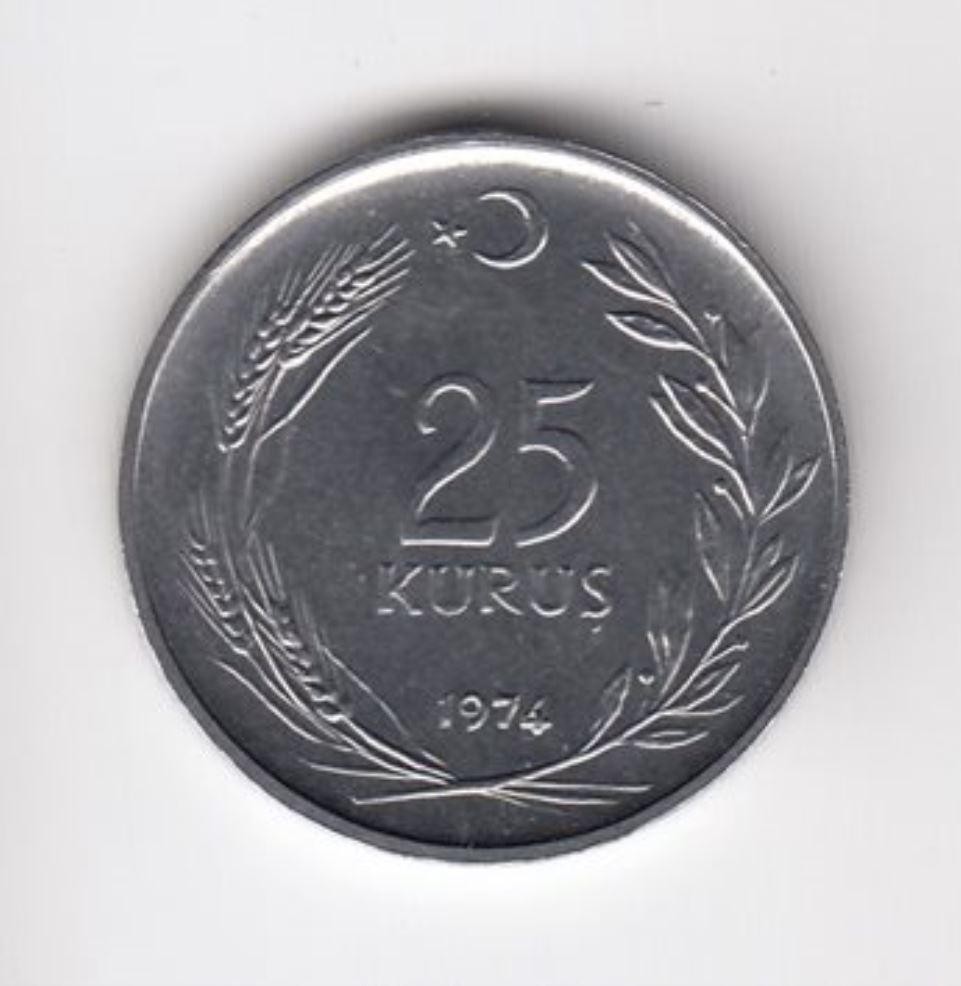 25 kurus 1974 Obverse