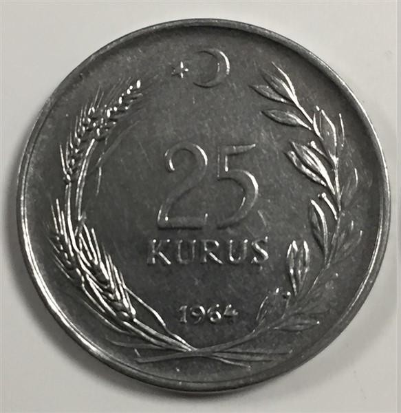 25 kurus 1964 Obverse