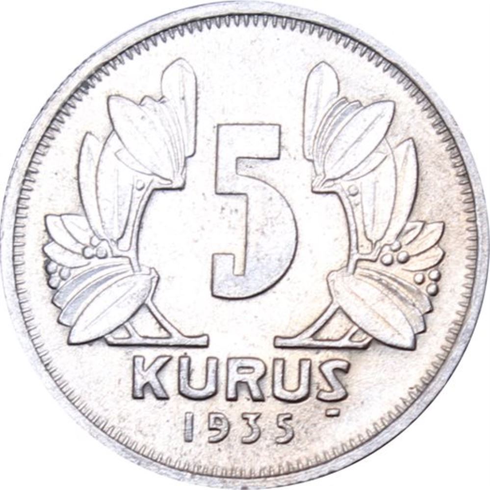 5 kurus 1935 Obverse