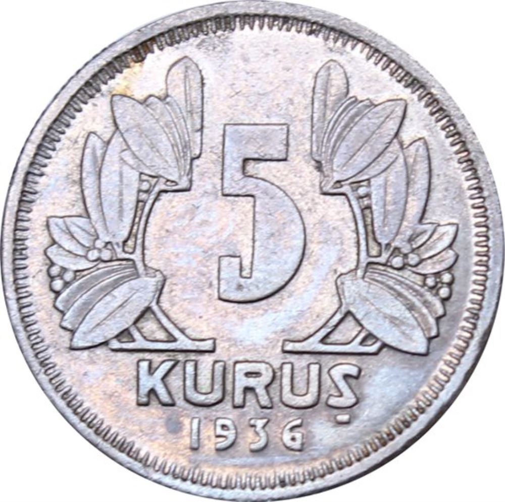 5 kurus 1936 Reverse