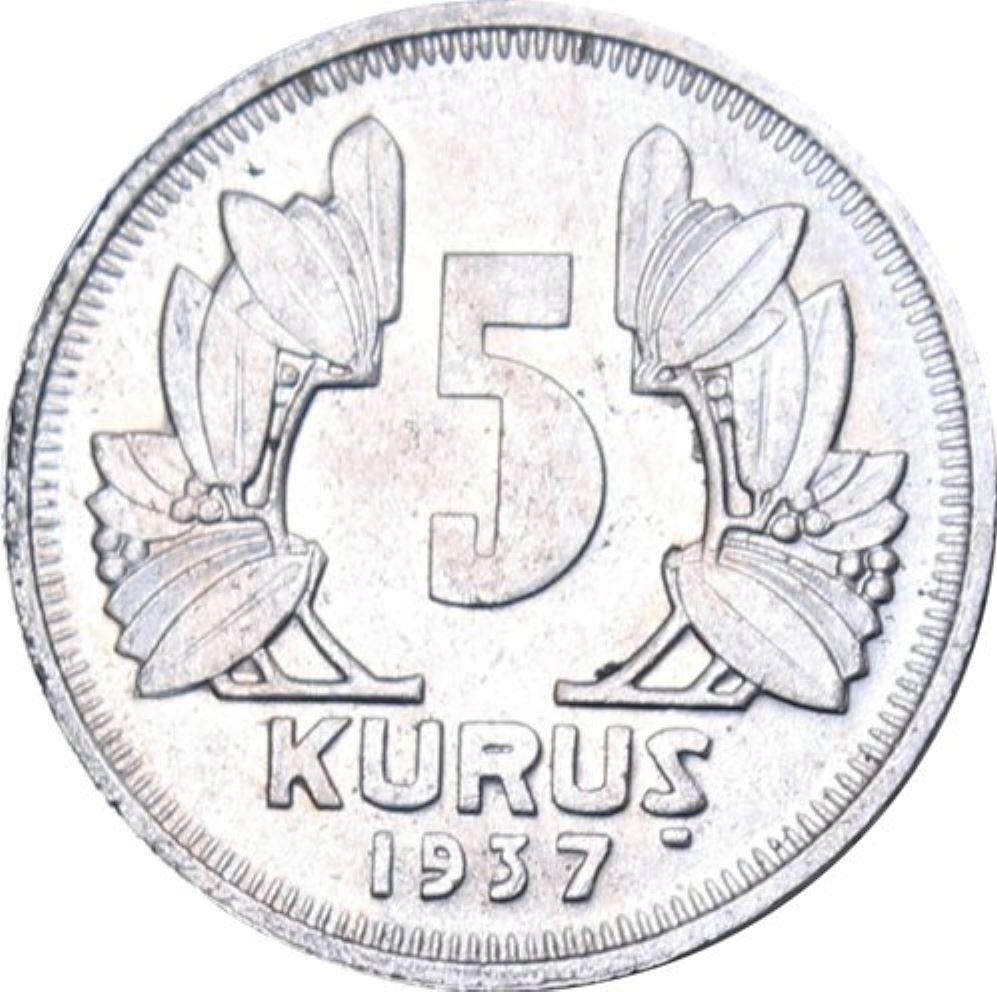 5 kurus 1937 Reverse