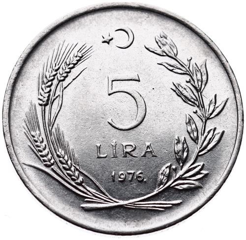 5 Lira 1976 Obverse