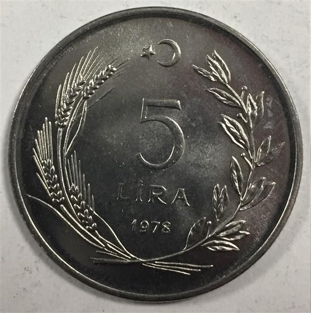 5 Lira 1978 Obverse