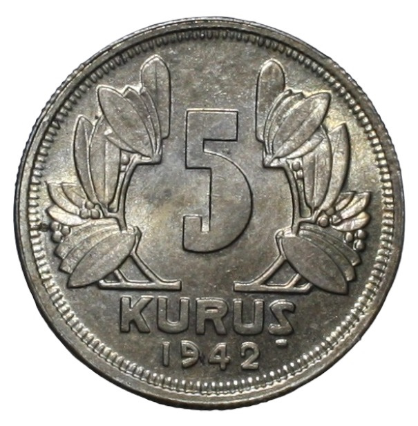 5 kurus 1942 Obverse