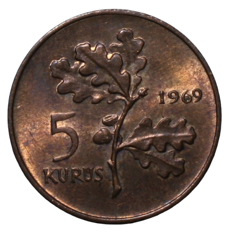 5 kurus 1969 Obverse