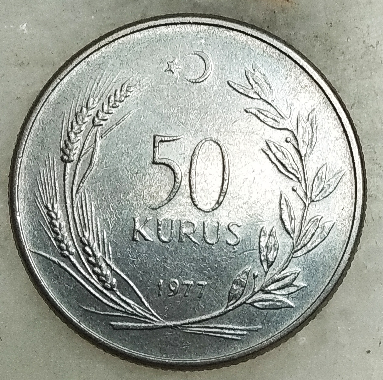 50 kurus 1977 Obverse