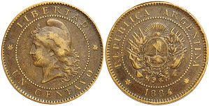 Argentina coin 1 centavo 1884