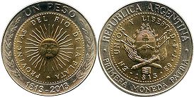 Argentina coin 1 peso 2013 primera coin patria