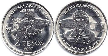 Argentina moneda 2 pesos 2007 Gesta de Las Malvinas