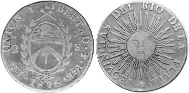 Argentina coin 2 soles 1815