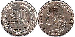 Argentina coin 20 centavos 1921