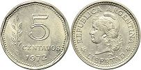 Argentina coin 5 centavos 1972