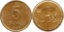 Argentina coin 5 centavos 1987