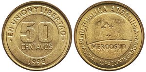Argentina coin 50 centavos 1998 Mercosur