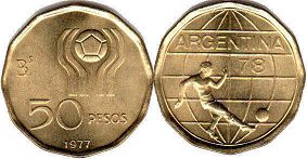 Argentina coin 50 pesos 1977 Soccer World Championship