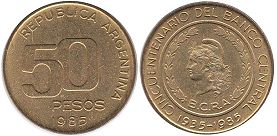 Argentina coin 50 pesos 1985 Banco Central