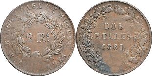 Argentina coin Buenos Aires 2 reales 1861