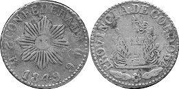 Argentina coin Córdoba 2 reales 1849