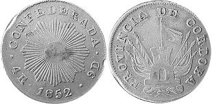 Argentina coin Córdoba 4 reales 1852