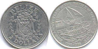 Belize 2 dollars 1998