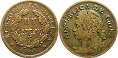 Chile coin 1 centavo 1904