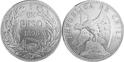 Chile coin 1 peso 1895