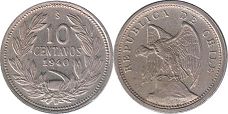 Chile coin 10 centavos 1940