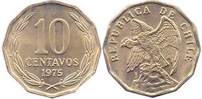 Chile coin 10 centavos 1975