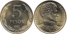 Chile coin 5 pesos 1992