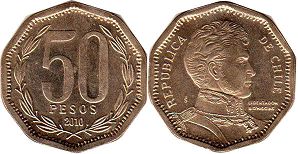 Chile coin 50 pesos 2010