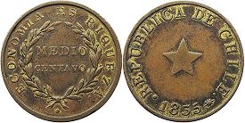 Chile coin 1/2 centavo 1835