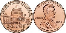 US coin 1 cent 2009 Capitol Building