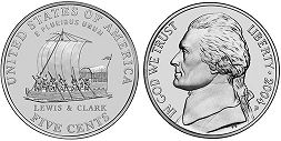 US coin 5 cents 2004 Lewis and Clark's Keelboat