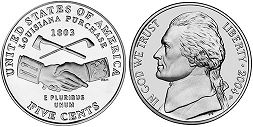 États-Unis pièce 5 cents 2004 Louisiana Purchase