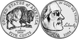 États-Unis pièce 5 cents 2005 American Bison